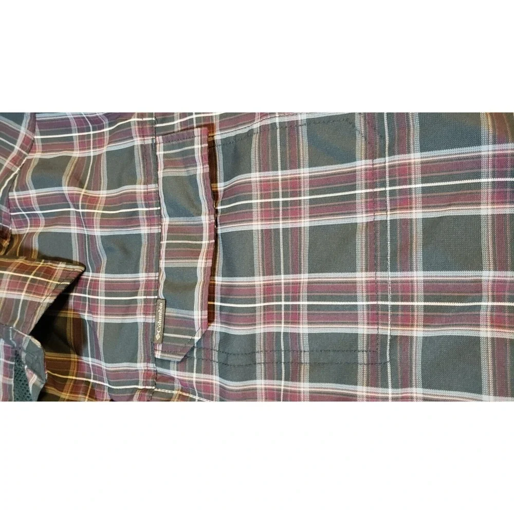 Columbia Omni-Shade Plaid Long Sleeve Shirt M Roll Tab Sleeves Outdoos Hiking‎